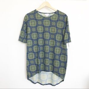 Lularoe Irma Tunic Blouse Blue Yellow